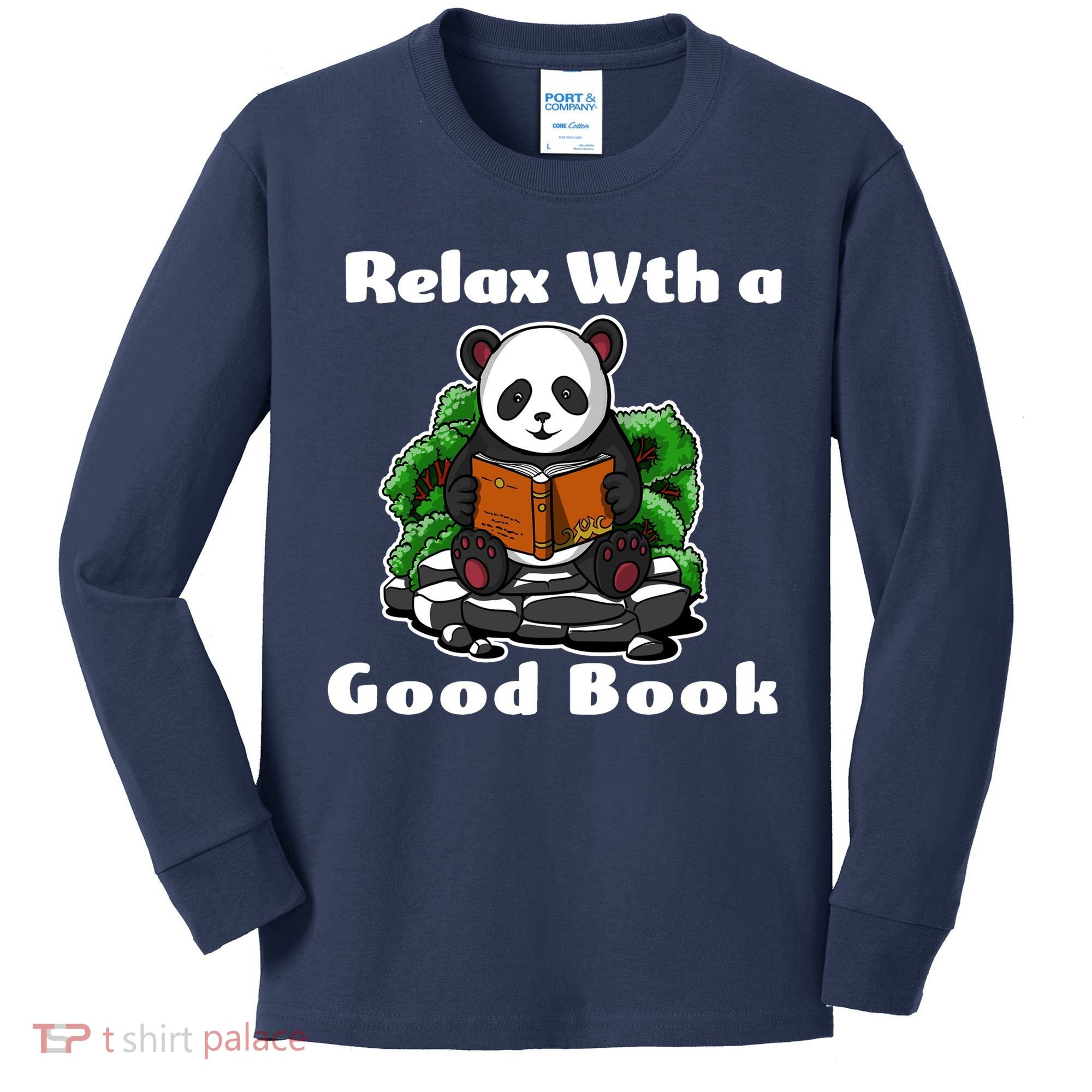 Relax With A Book Cute Panda Kids Long Sleeve Shirt