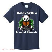 Relax With A Book Cute Panda Kids T-Shirt thumb 0