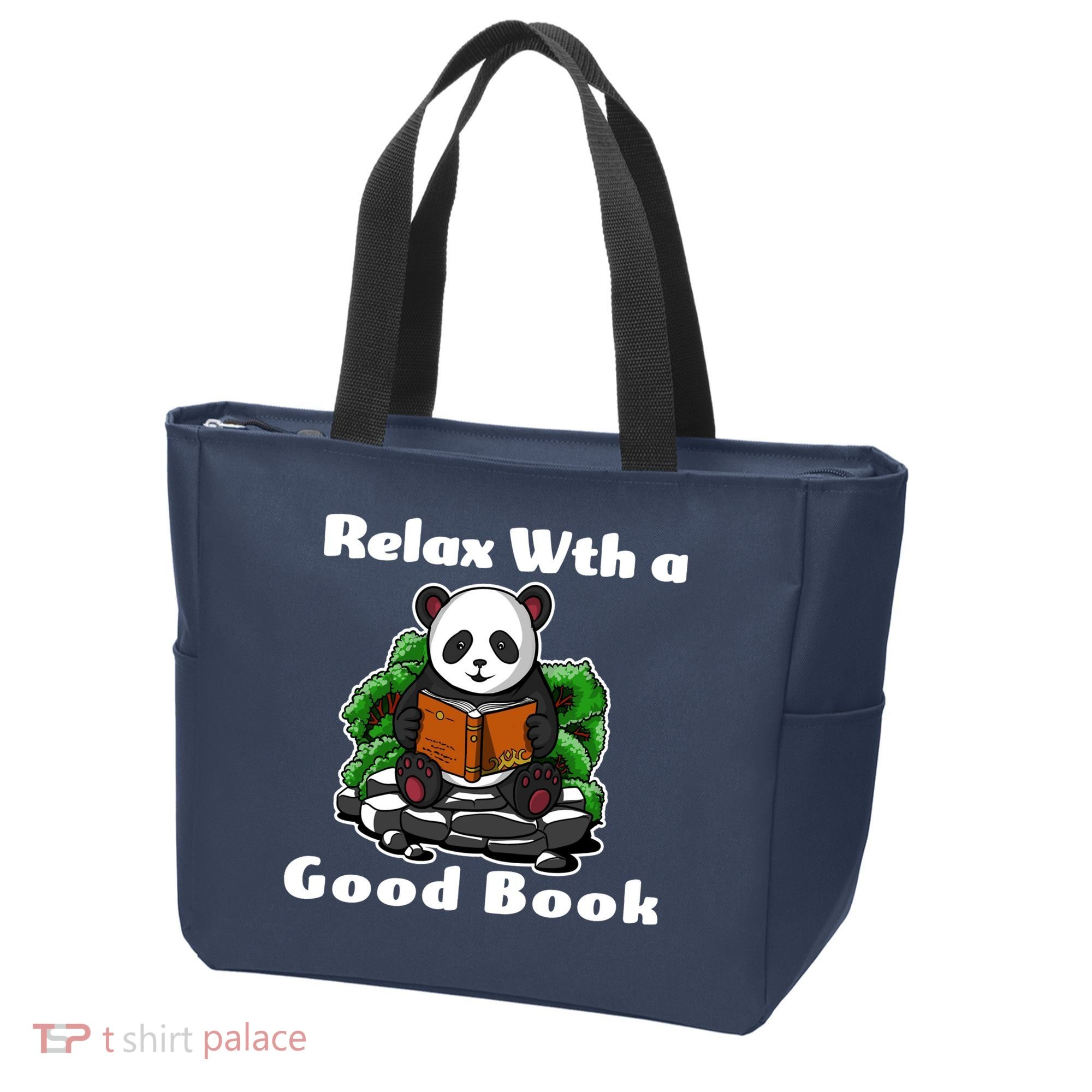 Relax With A Book Cute Panda Tote Bag
