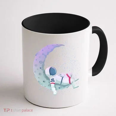 Relaxing Astronaut On The Moon Coffee Mug back