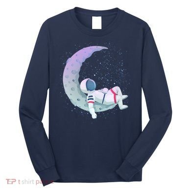 Relaxing Astronaut On The Moon Long Sleeve Shirt