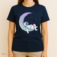 Relaxing Astronaut On The Moon T-Shirt thumb 4