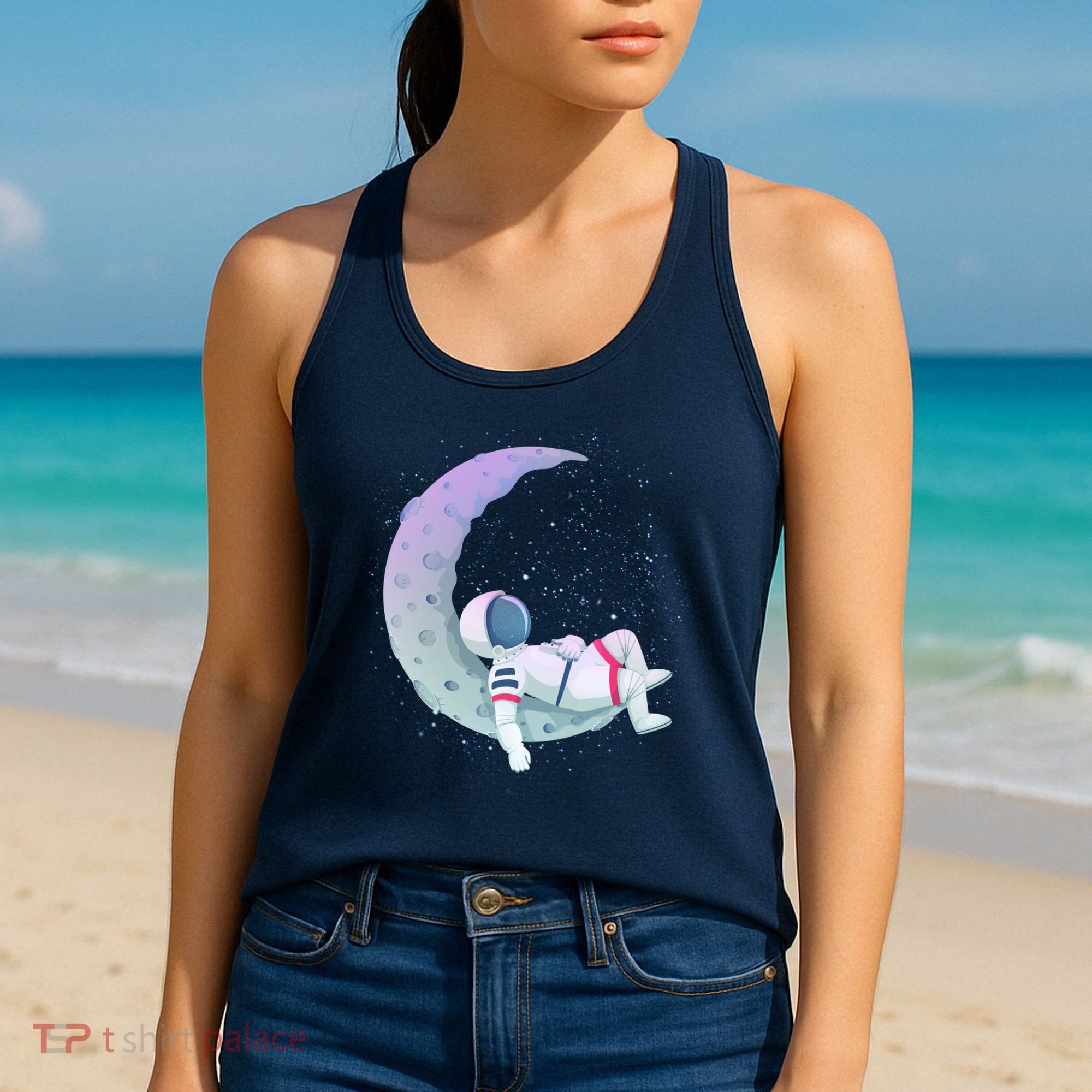 Relaxing Astronaut On The Moon Women's Tank Top