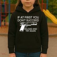 Reload and Try Again Funny Gun Kids Hoodie thumb 3