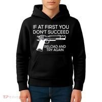 Reload and Try Again Funny Gun Kids Hoodie thumb 4