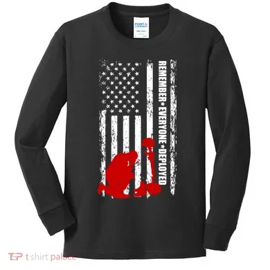 Remember Everyone Deployed Support Our Troops Kids Long Sleeve Shirt
