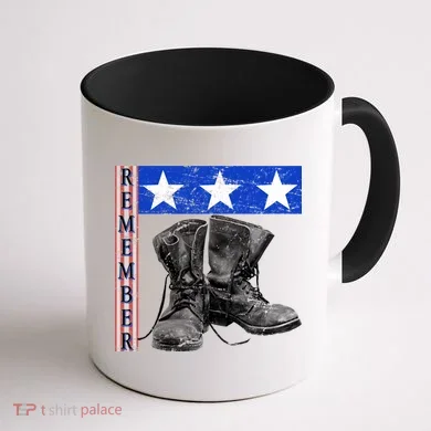 Remember Veteran Combat Boots Coffee Mug back