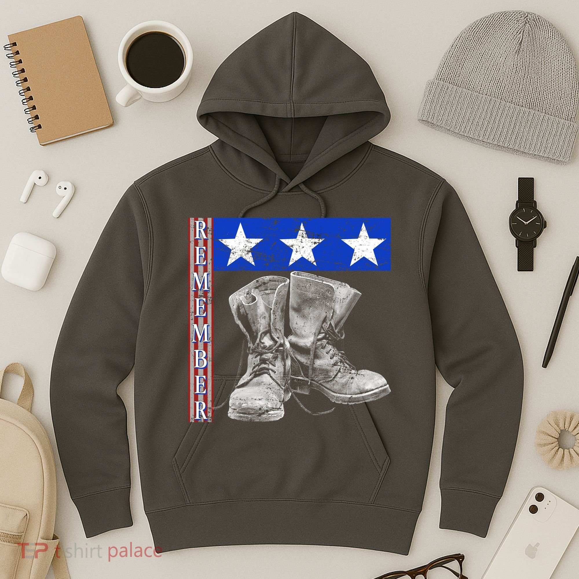 Remember Veteran Combat Boots Hoodie
