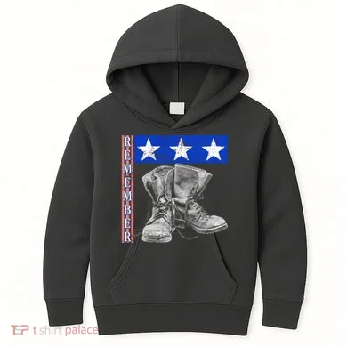 Remember Veteran Combat Boots Kids Hoodie