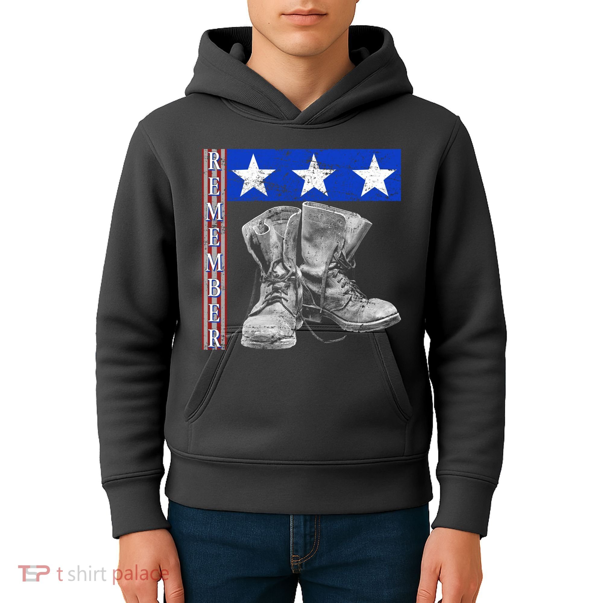 Remember Veteran Combat Boots Kids Hoodie
