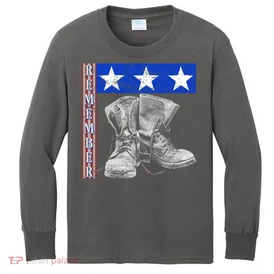 Remember Veteran Combat Boots Kids Long Sleeve Shirt