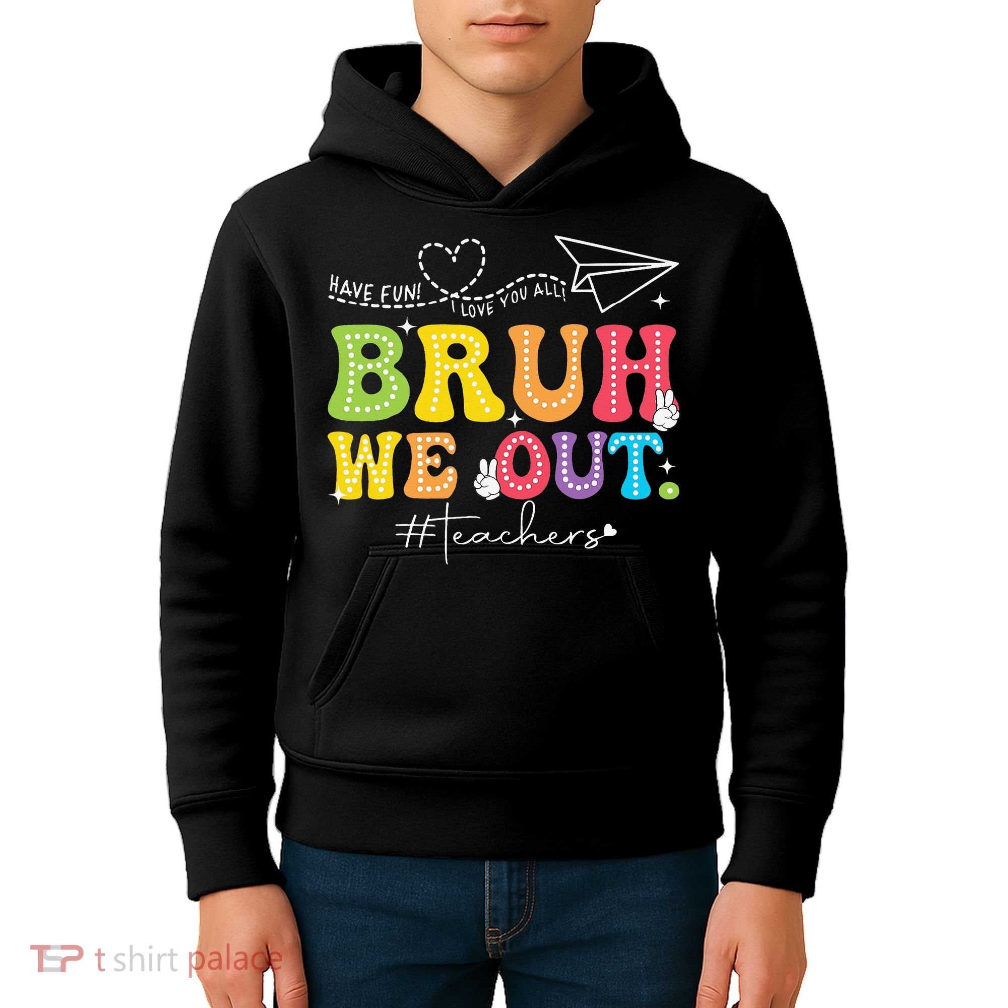Retro End Of School Year Teacher Summer Bruh We Out Kids Hoodie