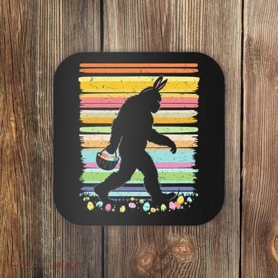 Retro Easter Outfit Pajamas Bigfoot Sasquatch Easter Gift Coaster