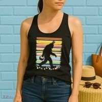 Retro Easter Outfit Pajamas Bigfoot Sasquatch Easter Gift Women's Tank Top thumb 2