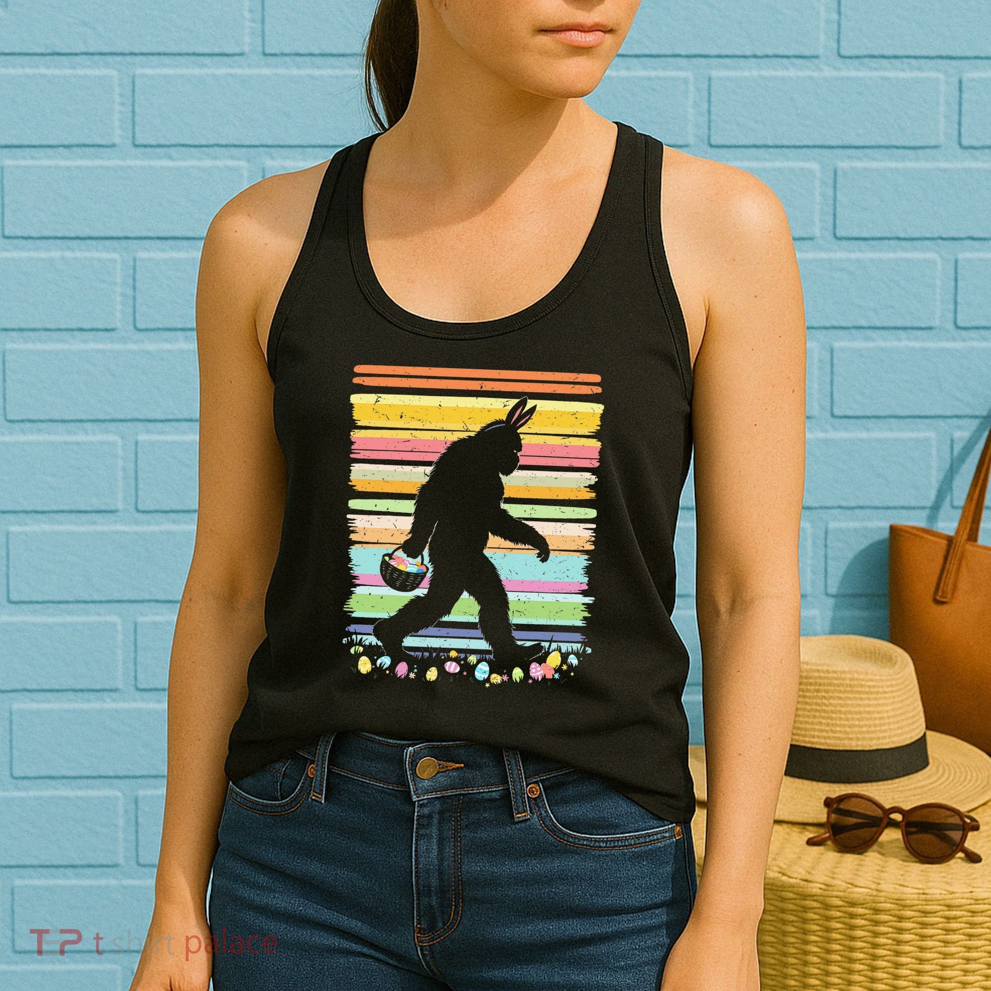 Retro Easter Outfit Pajamas Bigfoot Sasquatch Easter Gift Women's Tank Top