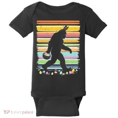 Retro Easter Outfit Pajamas Bigfoot Sasquatch Easter Gift Baby Bodysuit