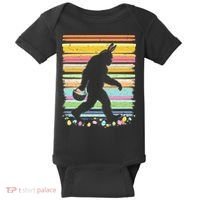 Retro Easter Outfit Pajamas Bigfoot Sasquatch Easter Gift Baby Bodysuit thumb 0