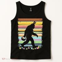Retro Easter Outfit Pajamas Bigfoot Sasquatch Easter Gift Tank Top thumb 2