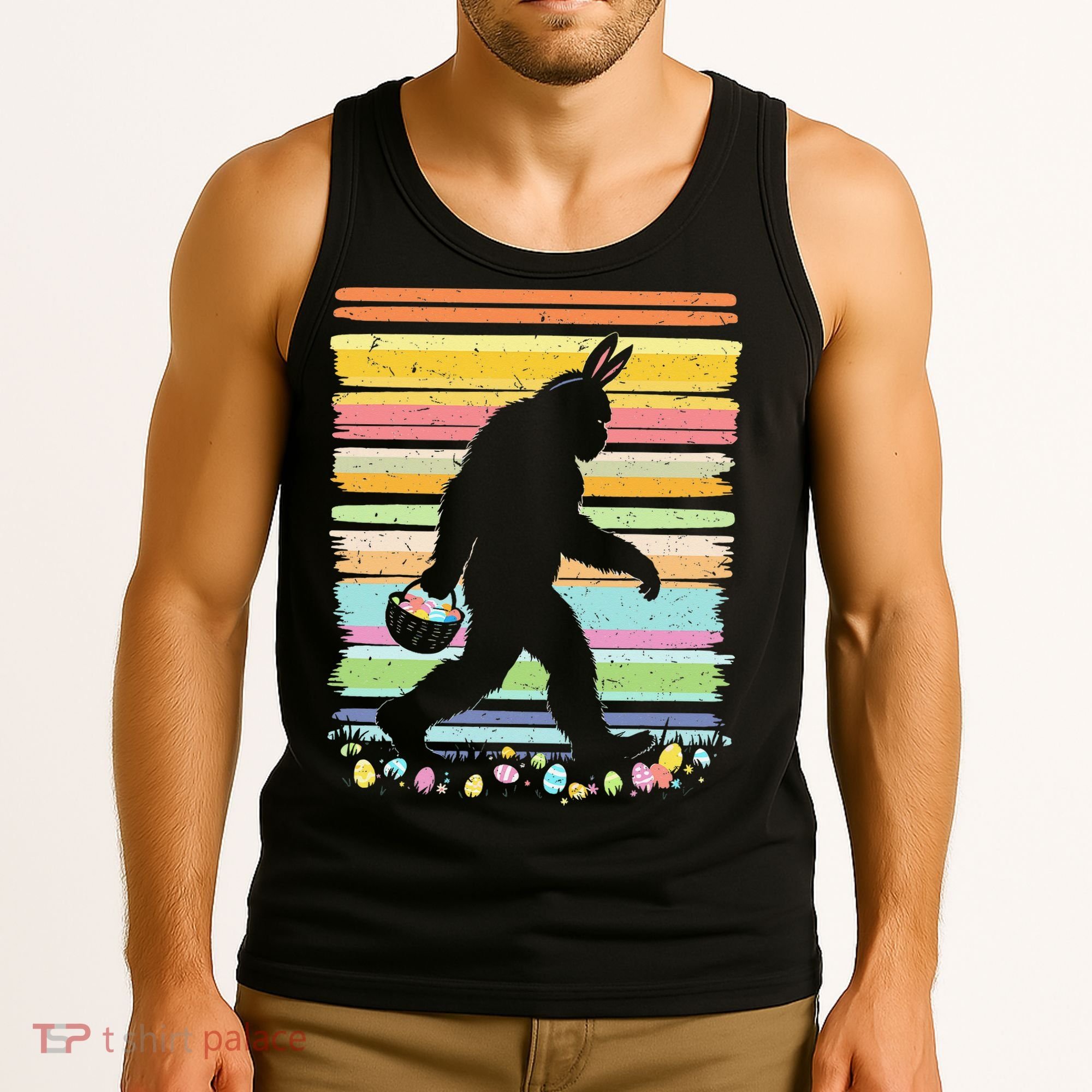 Retro Easter Outfit Pajamas Bigfoot Sasquatch Easter Gift Tank Top