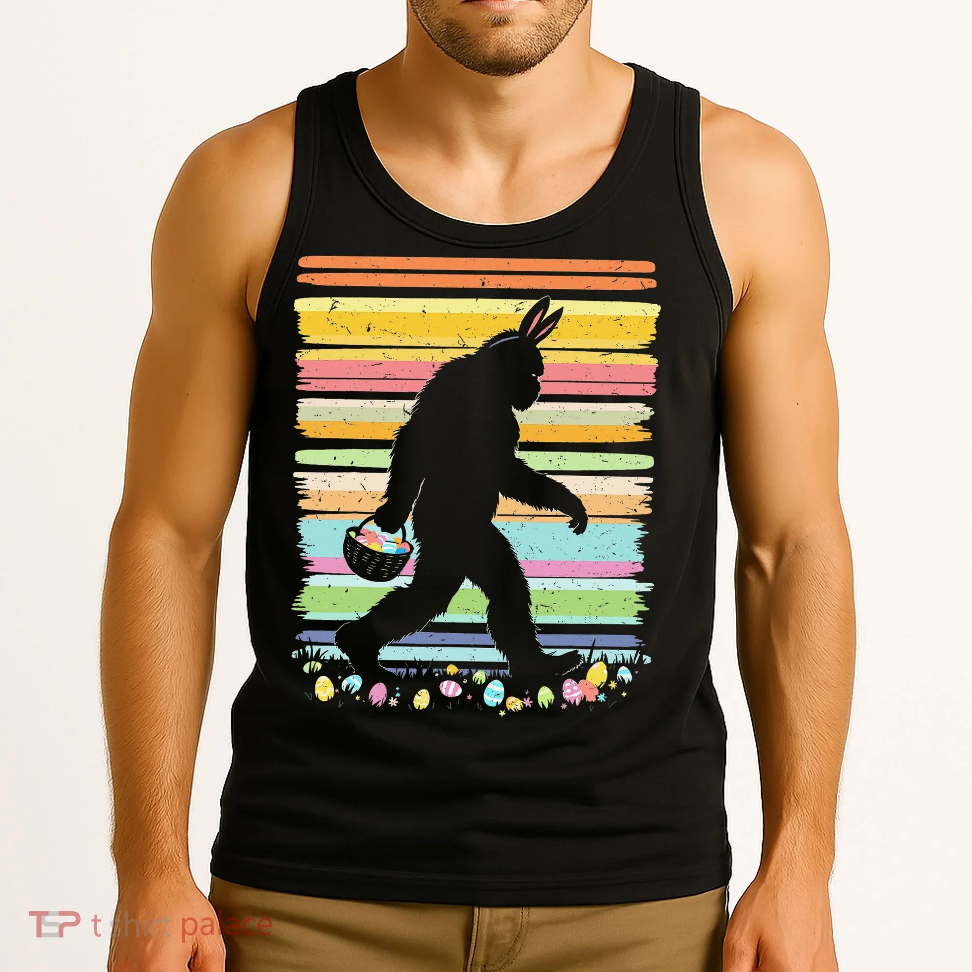 Retro Easter Outfit Pajamas Bigfoot Sasquatch Easter Gift Tank Top