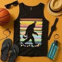 Retro Easter Outfit Pajamas Bigfoot Sasquatch Easter Gift Tank Top thumb 4