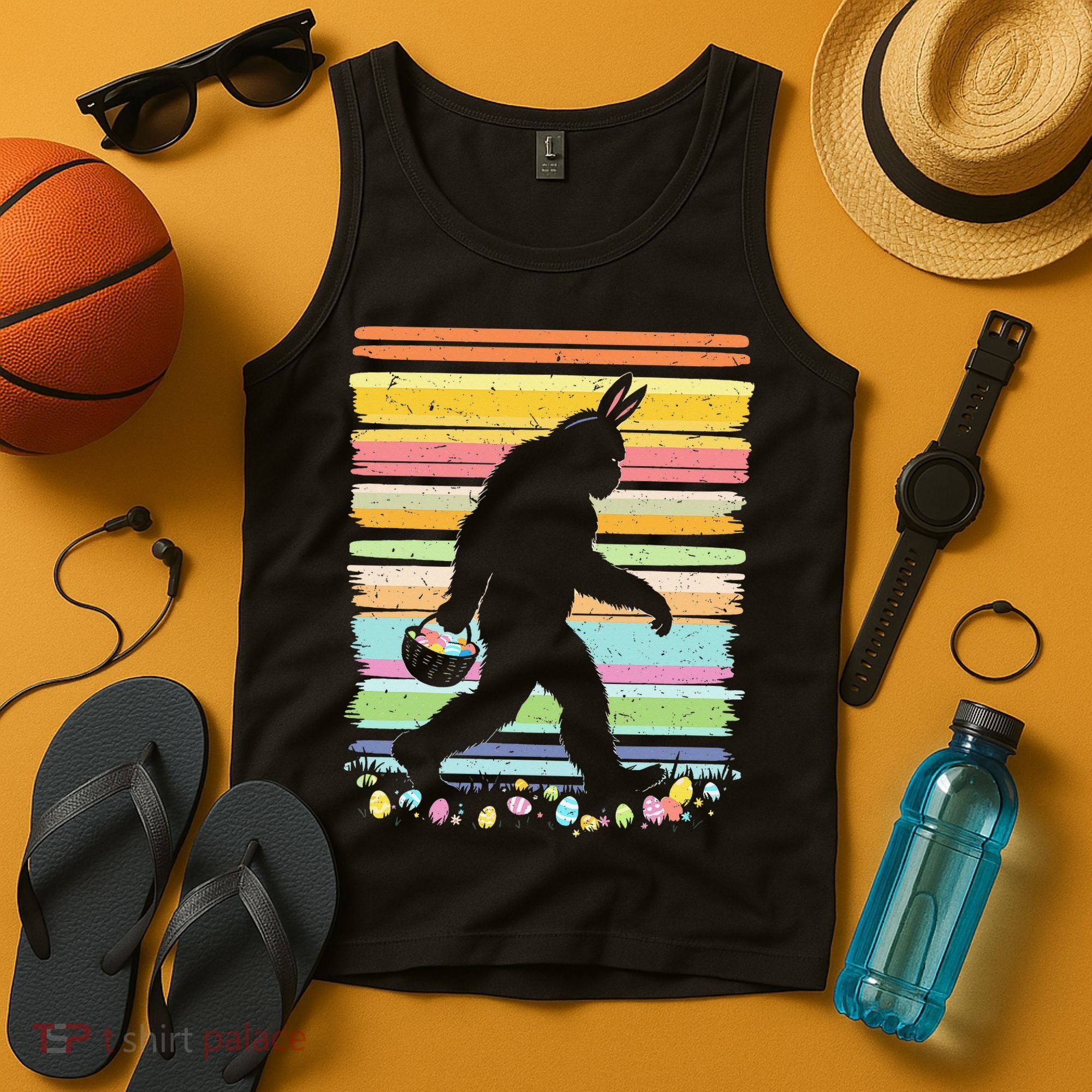Retro Easter Outfit Pajamas Bigfoot Sasquatch Easter Gift Tank Top