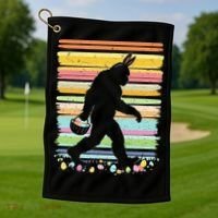 Retro Easter Outfit Pajamas Bigfoot Sasquatch Easter Gift Golf Towel thumb 1