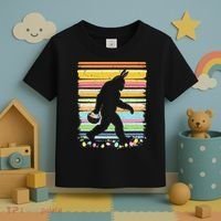 Retro Easter Outfit Pajamas Bigfoot Sasquatch Easter Gift Toddler T-Shirt thumb 3