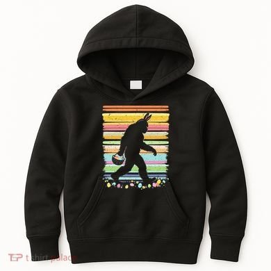 Retro Easter Outfit Pajamas Bigfoot Sasquatch Easter Gift Kids Hoodie
