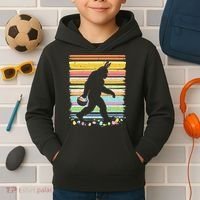 Retro Easter Outfit Pajamas Bigfoot Sasquatch Easter Gift Kids Hoodie thumb 2