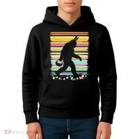 Retro Easter Outfit Pajamas Bigfoot Sasquatch Easter Gift Kids Hoodie thumb 4