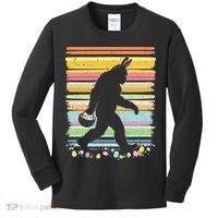 Retro Easter Outfit Pajamas Bigfoot Sasquatch Easter Gift Kids Long Sleeve Shirt thumb 0