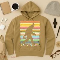 Retro Easter Outfit Pajamas Bigfoot Sasquatch Easter Gift Hoodie thumb 3