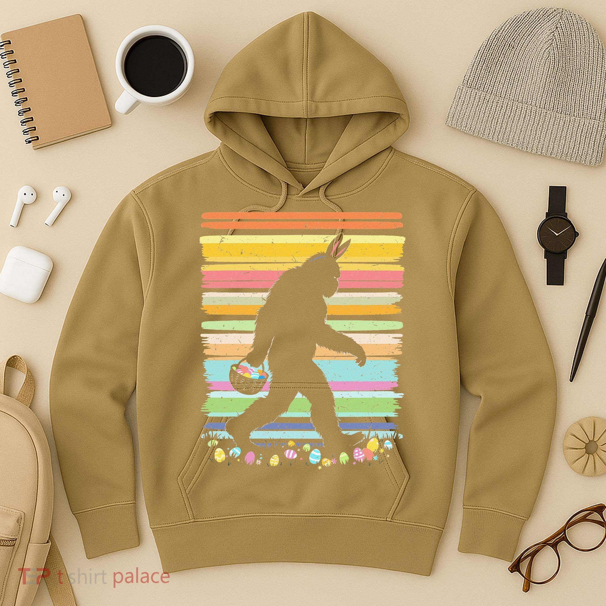 Retro Easter Outfit Pajamas Bigfoot Sasquatch Easter Gift Hoodie
