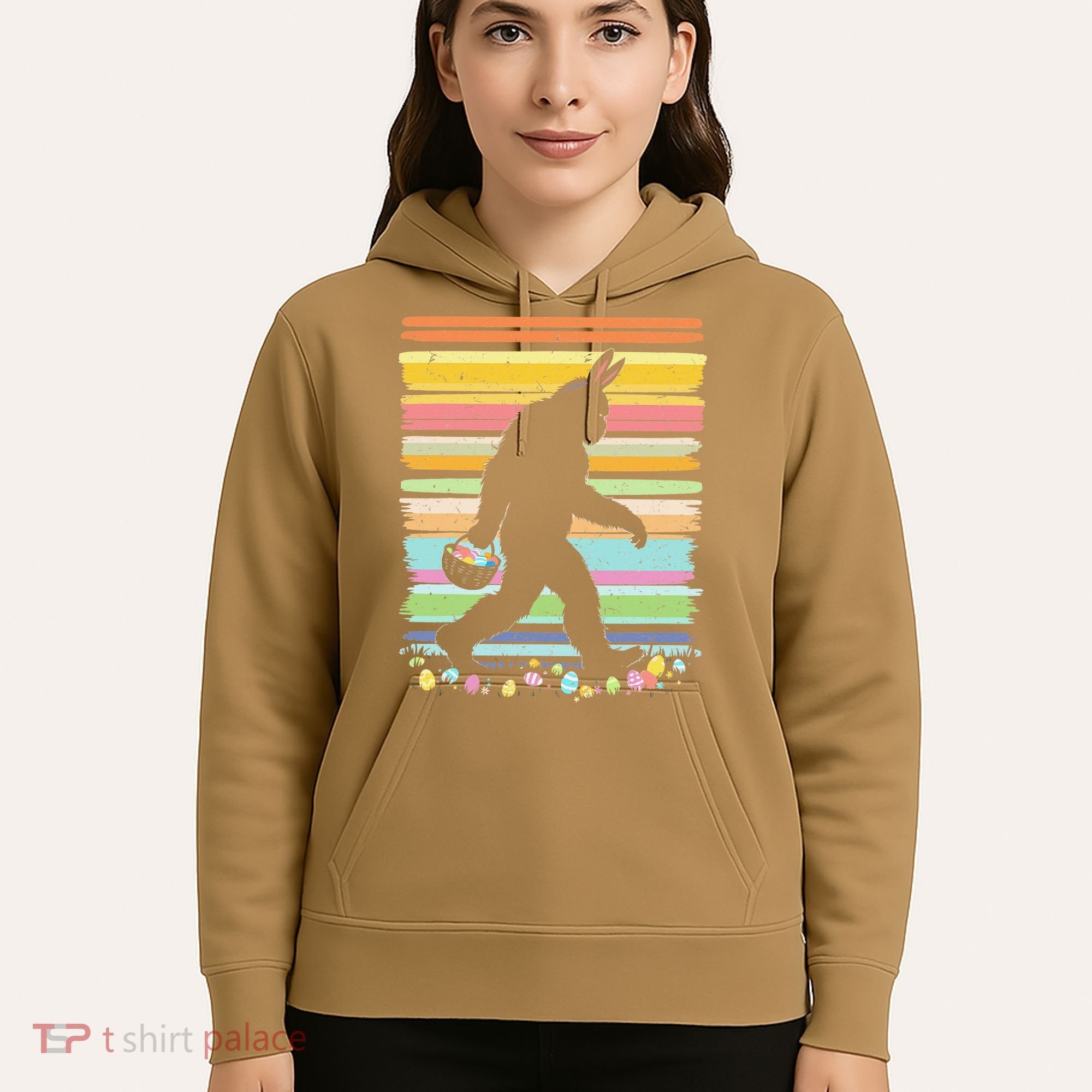Retro Easter Outfit Pajamas Bigfoot Sasquatch Easter Gift Hoodie