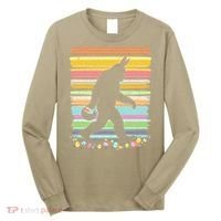 Retro Easter Outfit Pajamas Bigfoot Sasquatch Easter Gift Long Sleeve Shirt thumb 0