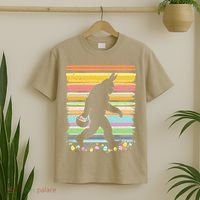 Retro Easter Outfit Pajamas Bigfoot Sasquatch Easter Gift T-Shirt thumb 2