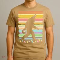 Retro Easter Outfit Pajamas Bigfoot Sasquatch Easter Gift T-Shirt thumb 3
