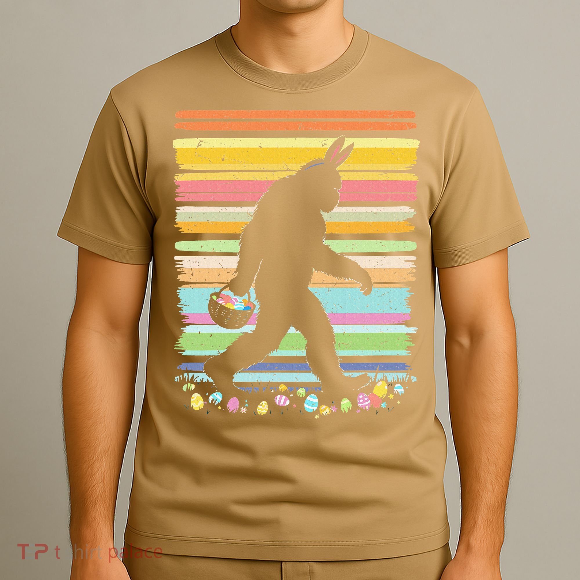 Retro Easter Outfit Pajamas Bigfoot Sasquatch Easter Gift T-Shirt