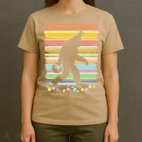 Retro Easter Outfit Pajamas Bigfoot Sasquatch Easter Gift T-Shirt thumb 4