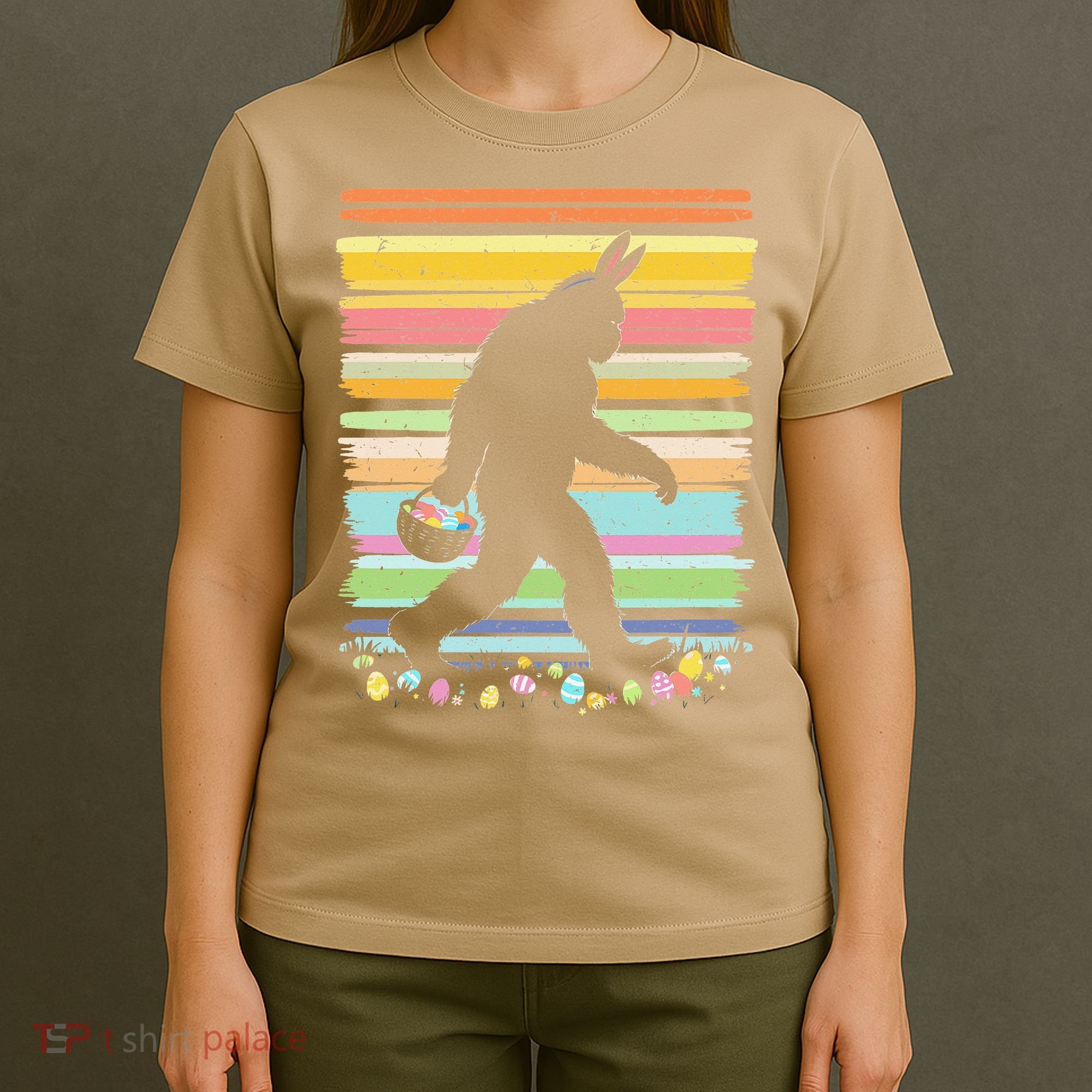 Retro Easter Outfit Pajamas Bigfoot Sasquatch Easter Gift T-Shirt