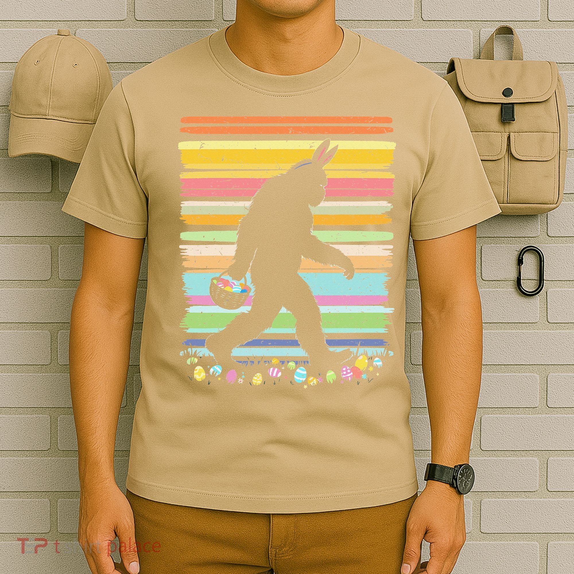 Retro Easter Outfit Pajamas Bigfoot Sasquatch Easter Gift T-Shirt