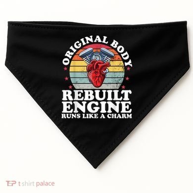 Rebuilt Engine Open Heart Surgery Recovery Survivor Men Gift USA-Made Doggie Bandana