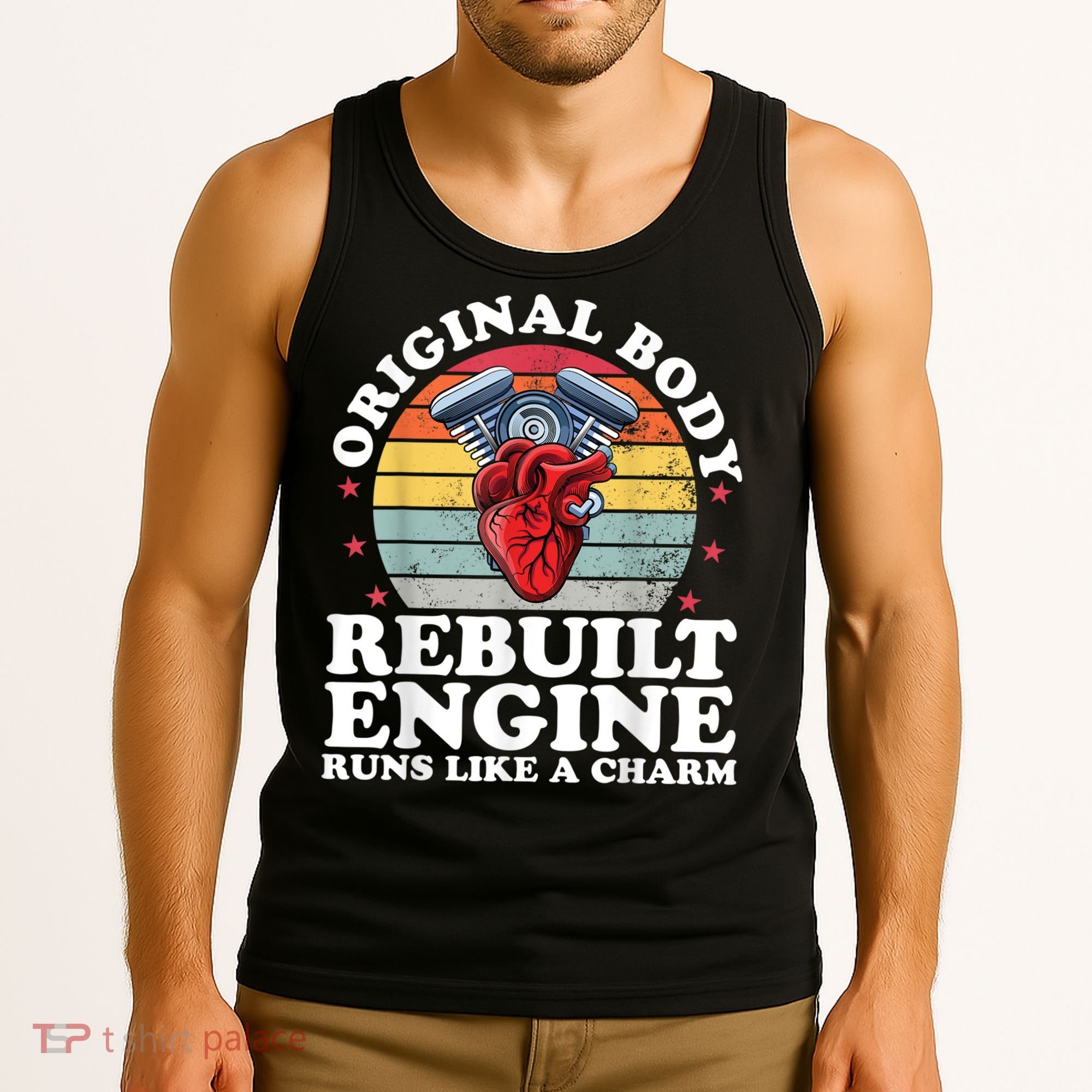 Rebuilt Engine Open Heart Surgery Recovery Survivor Men Gift Tank Top