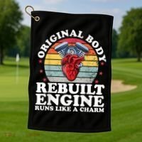 Rebuilt Engine Open Heart Surgery Recovery Survivor Men Gift Golf Towel thumb 1