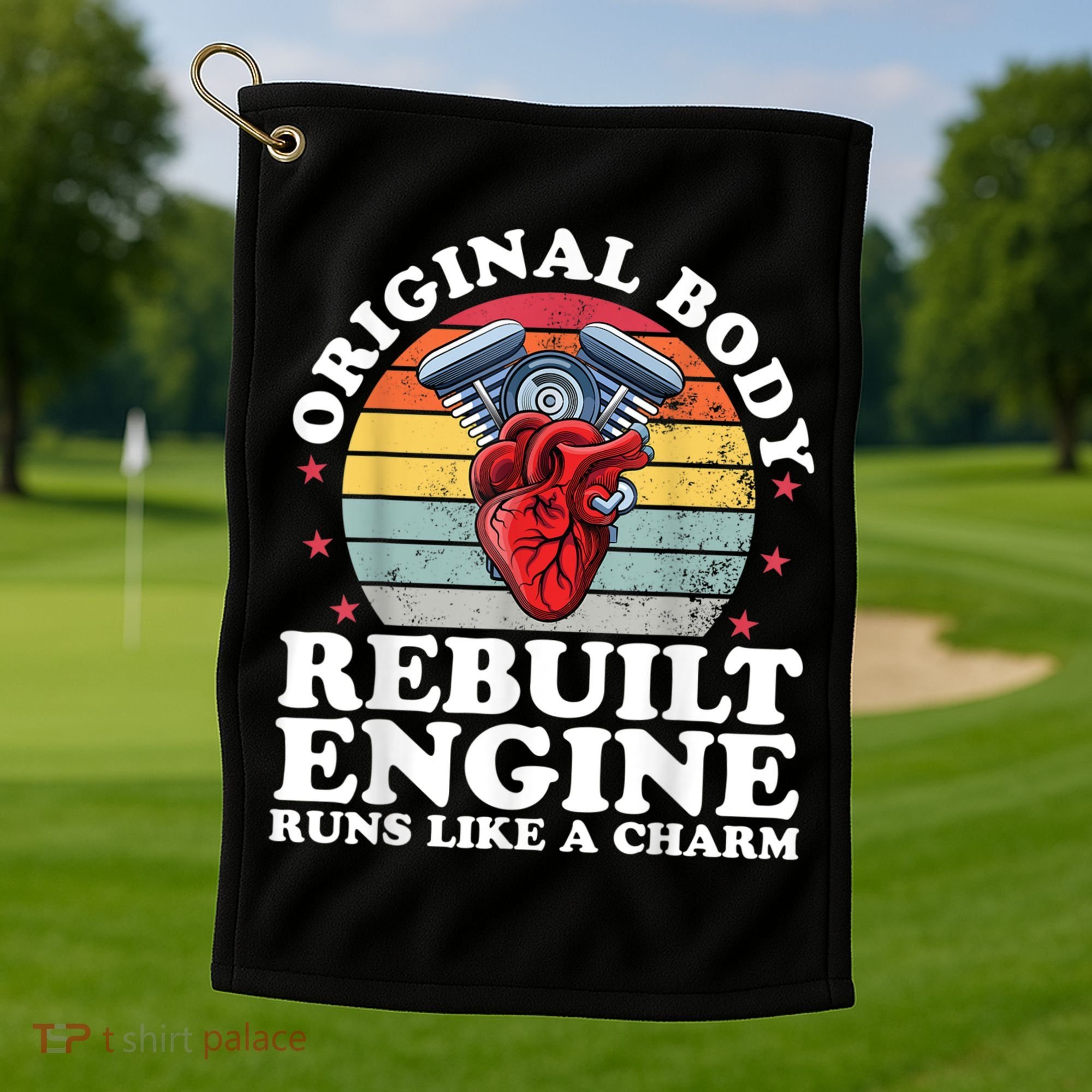 Rebuilt Engine Open Heart Surgery Recovery Survivor Men Gift Golf Towel