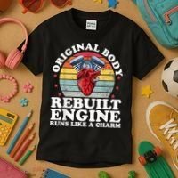 Rebuilt Engine Open Heart Surgery Recovery Survivor Men Gift Kids T-Shirt thumb 3