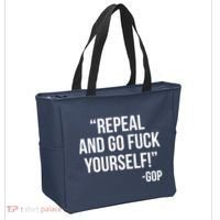 Repeal and Go Fuck Yourself GOP on Obama Care Tote Bag thumb 2