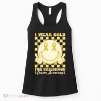 Retro Emoji Smiley I Wear Gold For Childhood Cancer Awareness Women's Tank Top thumb 0