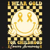 Retro Emoji Smiley I Wear Gold For Childhood Cancer Awareness Women's Tank Top thumb 5